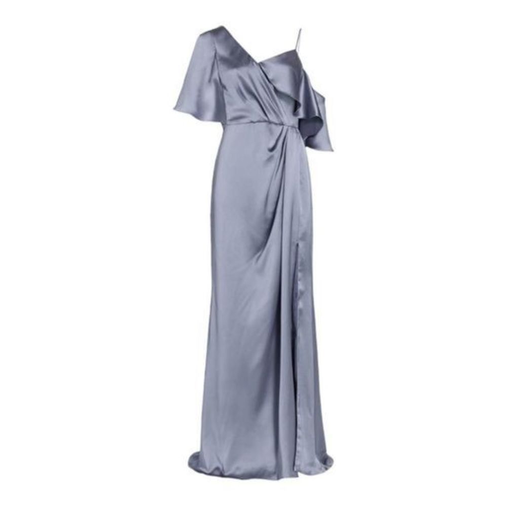 Amsale Asymmetric Ruffle Sleeve Gown Size 14 NWOT - Picture 2 of 11